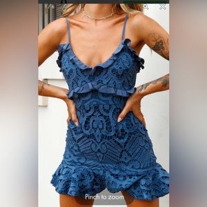 Angel Biba Party Dress Lace Midnight Blue Junior Medium Read Measurements NWT